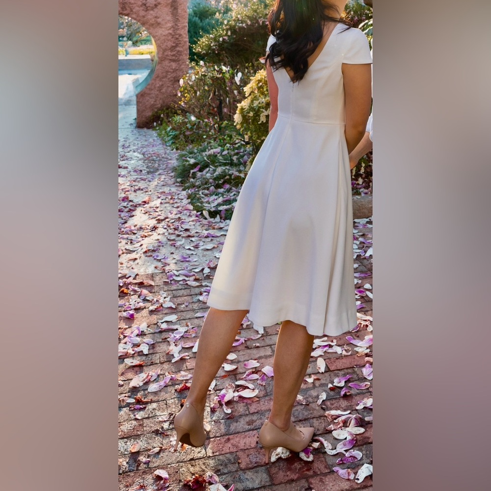 Dress the Population Livia Fit and Flare Dress in Ivory Bride Bridal A Line - Picture 3 of 11